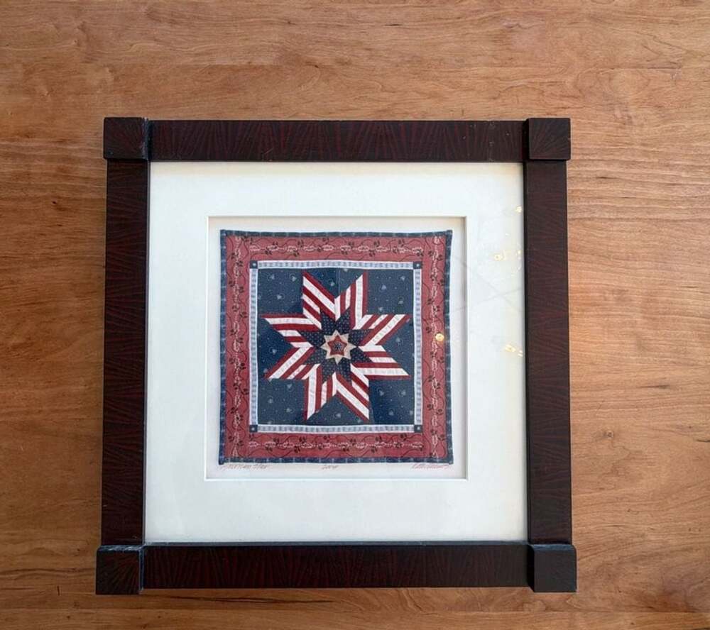 Kate Adams American Star Quilt Art Framed Patriotic Wall Decor